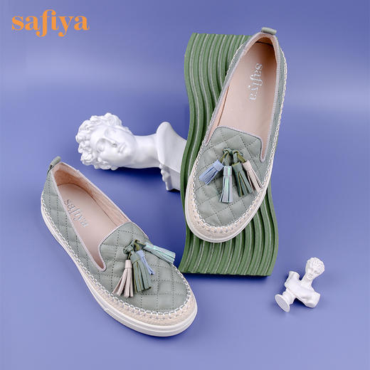 Safiya/索菲娅热销小香风菱格流苏单鞋2022新款舒适渔夫鞋SF23112007 商品图5