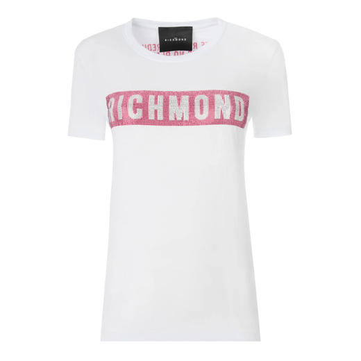 RICHMOND 女士棉质铆钉字母圆领短袖T恤 白色 RWP19028TS WHITE 商品图0