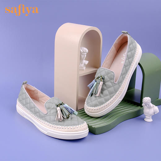 Safiya/索菲娅热销小香风菱格流苏单鞋2022新款舒适渔夫鞋SF23112007 商品图0