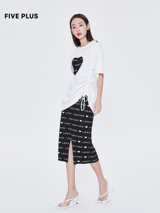 FIVE PLUS2022新款女夏装字母吊带针织裙女宽松直筒开衩长裙配T恤2WN2083130 商品图5