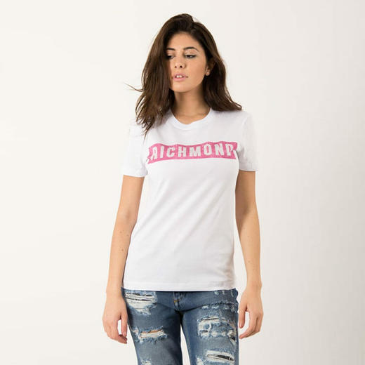 RICHMOND 女士棉质铆钉字母圆领短袖T恤 白色 RWP19028TS WHITE 商品图1