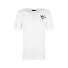 RICHMOND 男士棉质黑色字母印花圆领短袖T恤 白色 RMP19058TS WHITE BLACK