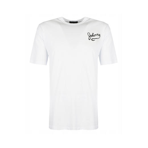 RICHMOND 男士棉质黑色字母印花圆领短袖T恤 白色 RMP19058TS WHITE BLACK 商品图0