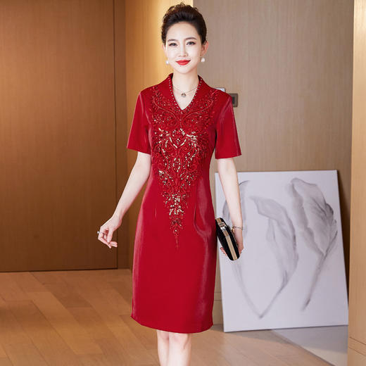 LC-2129新款婚宴装礼服连衣裙高贵参加婚礼敬酒服喜婆婆夏 商品图0