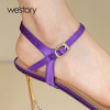 westory22年夏季新款性感细高跟一字带钻饰紫色方头时尚凉鞋W22BG61241 商品缩略图2