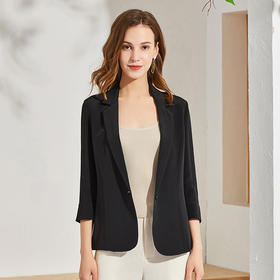 丁摩 高端货重磅30姆米真丝西装外套女薄款气质桑蚕丝西服上衣Q121078