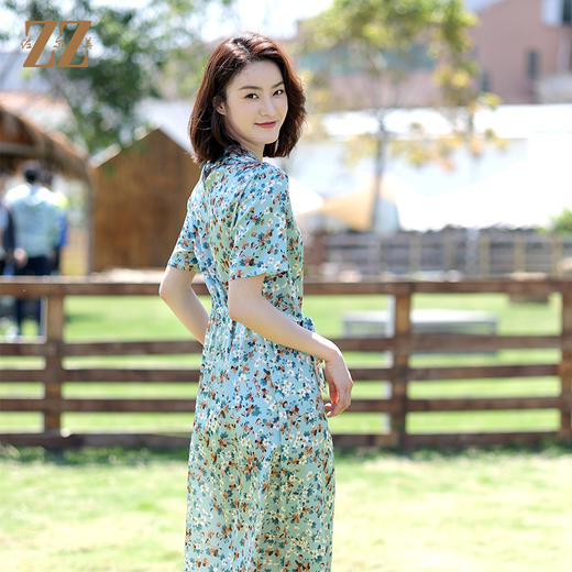 佐尔美2022夏季新款 桑蚕丝真丝弹力缎连衣裙女E12LS90 商品图4