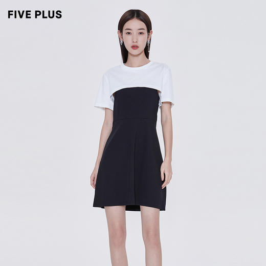 FIVE PLUS2022新款女夏装气质高腰吊带连衣裙女钻链短款裙子配T恤	2WN2081260 商品图2
