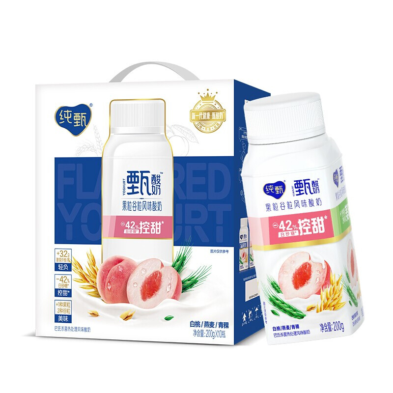 纯甄甄酸奶白桃燕麦青稞口味风味酸牛乳利乐冠200g×10瓶（礼盒装）