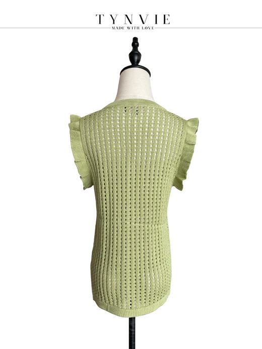 TYNVIE 镂空钩花针织背心-浅绿 商品图3