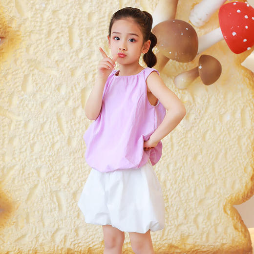 【气质网红爆款】2022龙之涵原创设计师款无袖面包上衣 面包短裤 全棉 三次高温水洗 简约气质款  商品图2