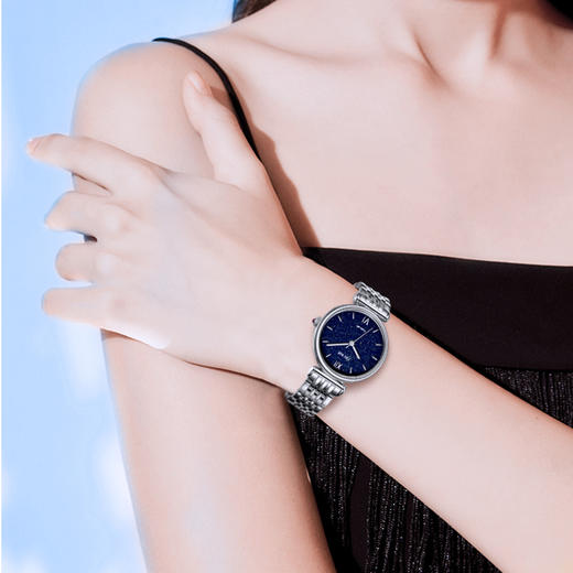 依波(EBOHR)手表 卡纳系列满天星钢带女士石英腕表3658 商品图2