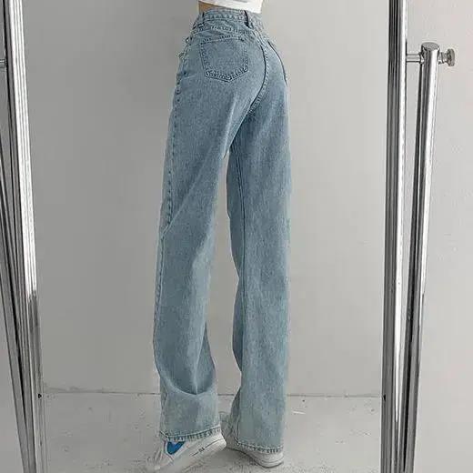 泫雅同款高腰设计感交叉腰头直筒牛仔裤  FX 商品图5