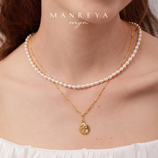 Manreya玛芮雅「罗马假日」复古法式淡水珍珠双层锁骨叠戴项链女 商品图1