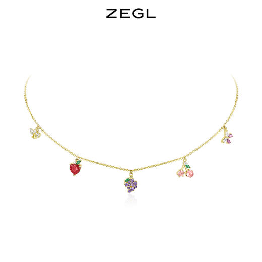 ZEGL设计师925纯银小樱桃项链女轻奢小众草莓葡萄锁骨链夏季配饰 商品图0