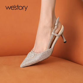 westory时尚气质百搭细高跟包头凉鞋单鞋女2022年夏季新款S22AH54991