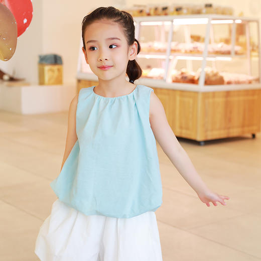 【气质网红爆款】2022龙之涵原创设计师款无袖面包上衣 面包短裤 全棉 三次高温水洗 简约气质款  商品图3