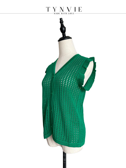 TYNVIE 镂空钩花针织背心-绿色 商品图2