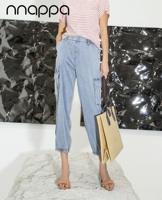 天丝牛仔束脚九分工装裤27031 商品图0