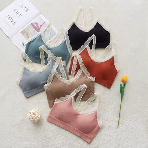 爆款夏季性感蕾丝花边美背背心运动裹胸吊带抹胸大胸防走光无痕内衣女 商品图3