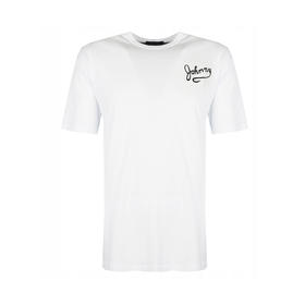 RICHMOND 男士棉质黑色字母印花后背网状圆领短袖T恤 白色 RMP19226TS WHITE