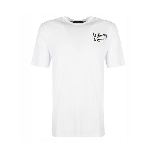 RICHMOND 男士棉质黑色字母印花后背网状圆领短袖T恤 白色 RMP19226TS WHITE 商品图0