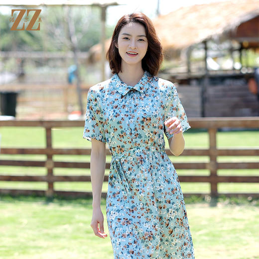 佐尔美2022夏季新款 桑蚕丝真丝弹力缎连衣裙女E12LS90 商品图2