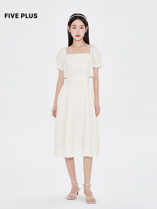 FIVE PLUS乔欣同款2022新款连衣裙夏高级感法式方领泡泡袖裙子女2WN2082200 商品图3