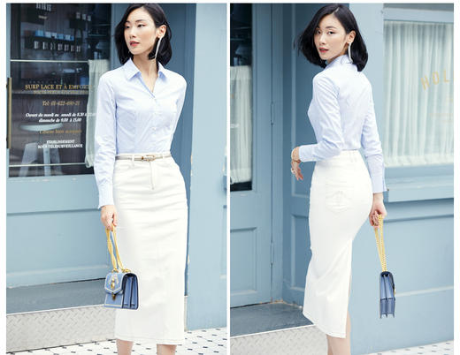 J8132413A颈袖添香新款连档衬衣女修身时尚条纹连体衬衫J8132413A（四季可穿） 商品图3