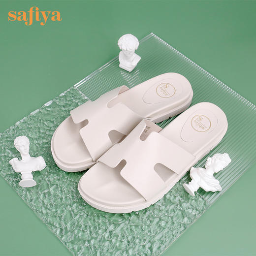 商场同款| 索菲娅新款H带纯色牛皮外出舒适底拖鞋2022凉拖SF22110160 商品图5