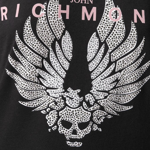 RICHMOND 女士棉质镶钻骷髅翅膀圆领短袖T恤 黑色 RWP19310TS BLACK 商品图1