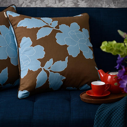 蓝色木槿花抱枕睡觉两用抱枕 商品图1