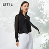 EITIE爱特爱秋季新款显瘦时尚微透系带宽松黑色衬衫上衣C2213002 商品缩略图0