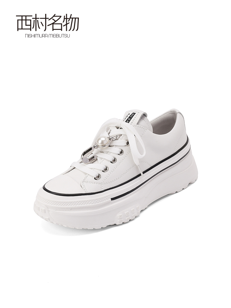 西村名物厚底小白鞋女2022新款潮运动休闲增高板鞋女平底低帮17151