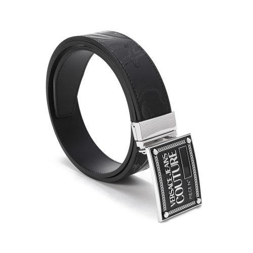 VERSACE JEANS COUTURE范思哲【22春夏新款】男士皮革可裁剪板扣式双面皮带腰带3.3cm黑色 72YA6F01 ZP102 商品图1