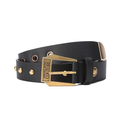 VERSACE JEANS COUTURE范思哲 女士皮革铆钉装饰针扣式皮带腰带黑色 71VA6F03 71627 商品图1