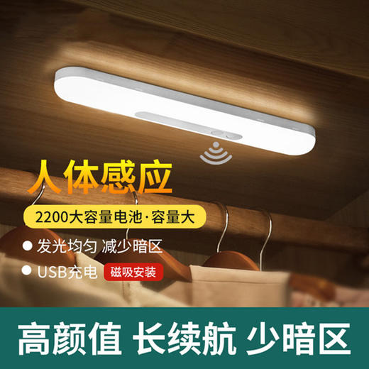 led智能人体感应小夜灯宿舍学习阅读护眼灯USB充电橱柜衣柜床头灯 商品图0