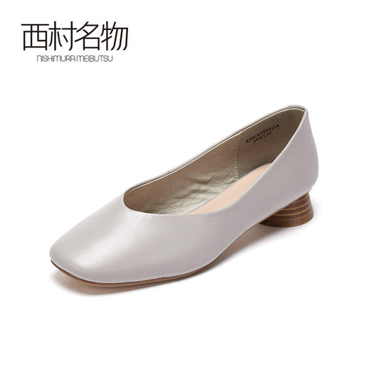 西村名物2020秋季新款奶奶鞋女时尚小方头中跟柔软舒适单鞋X20CE10521 商品图0