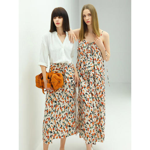 COCOBELLA油画风郁金香吊带裙女夏度假风碎花连衣裙长裙FR118 商品图1