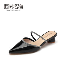 西村名物2021夏季新款包头女凉鞋粗跟后空夏天外穿单鞋百搭T21AH16491