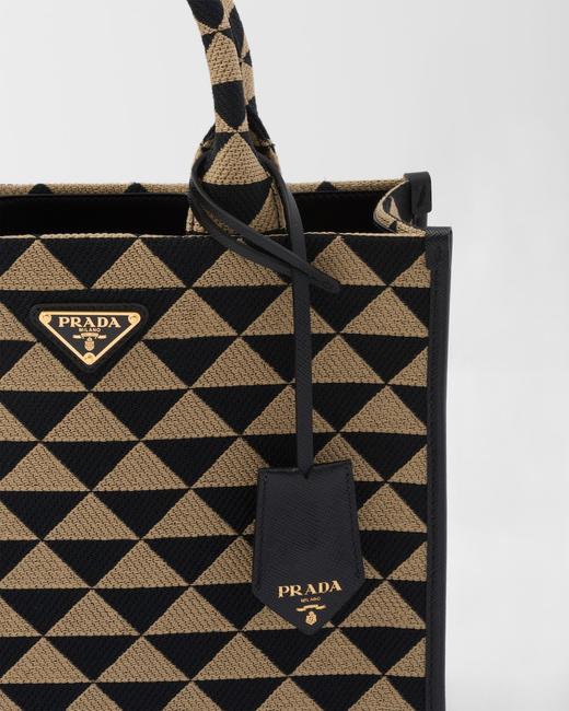 【欧洲专柜直通车】Prada 普拉达 女士Symbole 刺绣织物小号托特包/斜背包 1BA354 商品图4