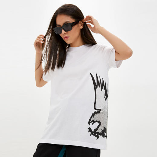 RICHMOND 女士棉质镶钻鹰圆领短袖T恤 白色 RWP19311TS WHITE 商品图0