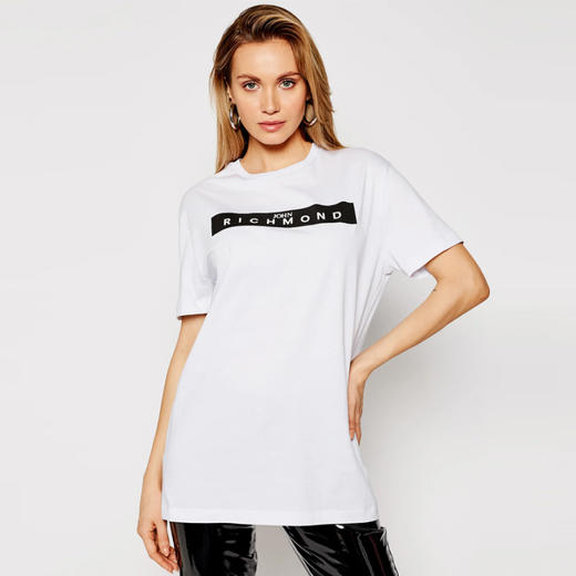 RICHMOND 女士棉质字母印花圆领短袖T恤 白色 RWP19312TS WHITE 商品图1