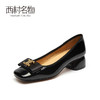 西村名物2021秋季新款晚晚风温柔粗跟方头中跟商场同款单鞋X21CE32851 商品缩略图0