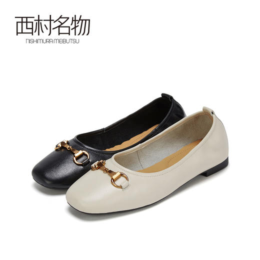 西村名物2021春季新款专柜同款舒适马街扣浅口粗中跟单鞋女X21AE11331 商品图0