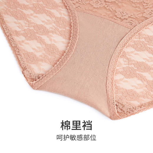 HSIA遐平角内裤女夏轻薄性感全蕾丝字母带腰头纯棉裆底两条装小裤 商品图4