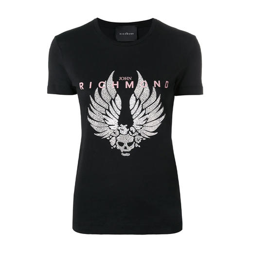 RICHMOND 女士棉质镶钻骷髅翅膀圆领短袖T恤 黑色 RWP19310TS BLACK 商品图0