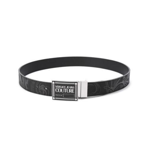 VERSACE JEANS COUTURE范思哲【22春夏新款】男士皮革可裁剪板扣式双面皮带腰带3.3cm黑色 72YA6F01 ZP102 商品图2