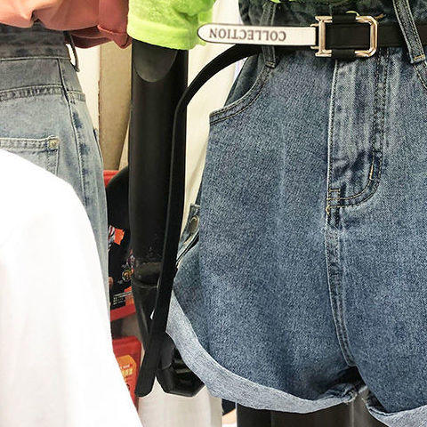 黛唯梵牛仔短裤女2022年夏季韩版新款港风洋气高腰显瘦卷边百搭阔腿裤潮 商品图1