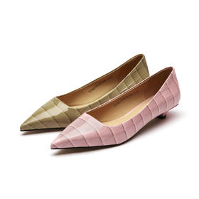 西村名物春季新款牛皮石头纹浅口单鞋T21AE11731